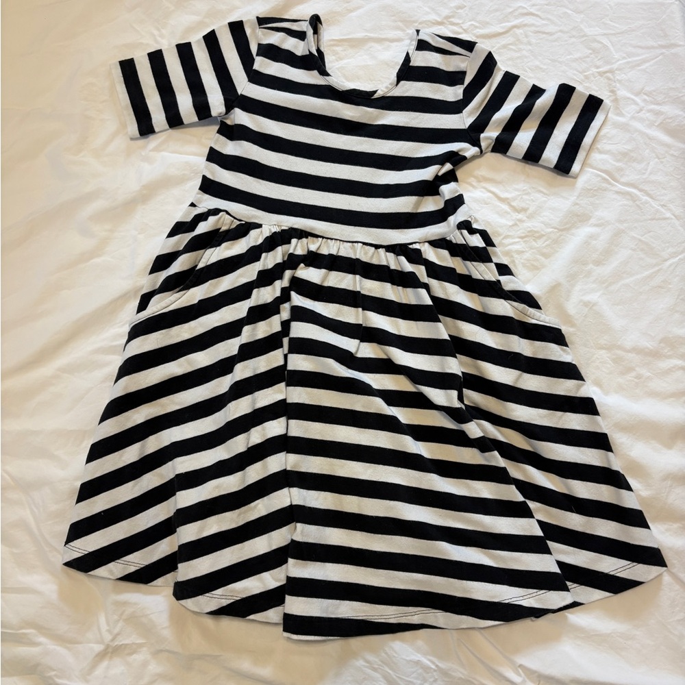 Hanna Andersson Black and White Striped Skater Dress